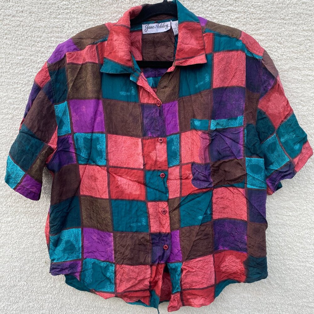 Eclectic Festival 80s Vibes Silk Button Up
